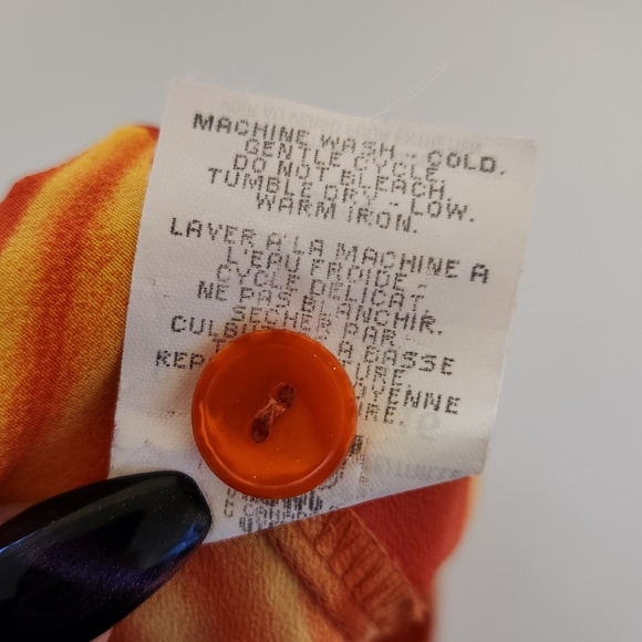 Vintage Midi Skirt 1990s Orange Floral Long Flowy 90s Buttons Cottagecore Large - Picture 7 of 9